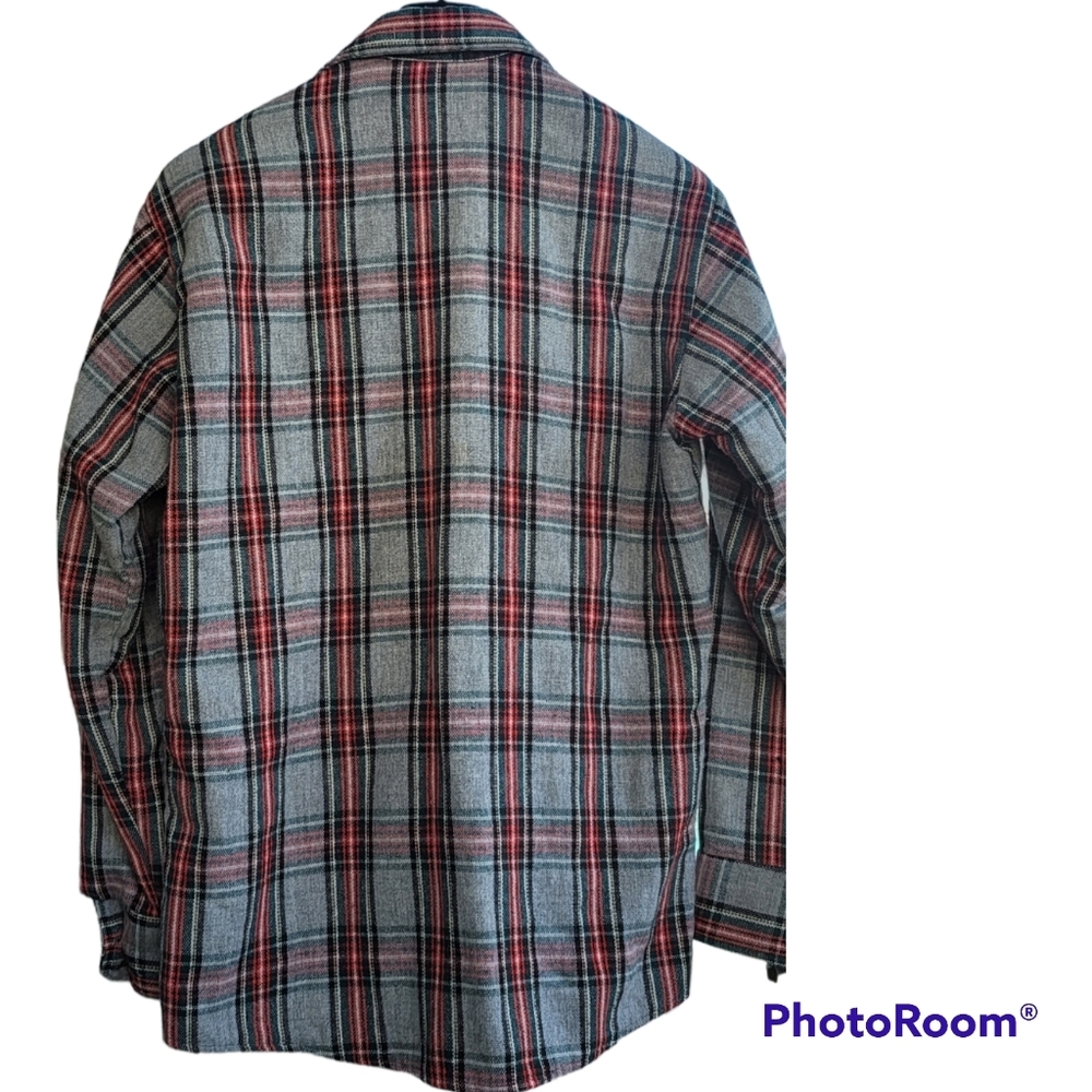 Vintage Sears Fieldmaster Mens Medium Neck 15-15.5 Plaid Flannel Shirt Multicolo - Picture 4 of 11
